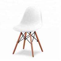 China Economical White Plastic Dining Chairs With Wooden Legs OEM ODM Acceptable for sale