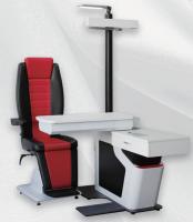 China Black And Red Leather Ophthalmic Chair Unit For Two Instruments Automatic Phoropter factory