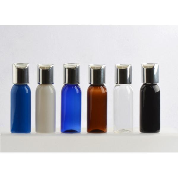 Quality PET Shampoo Plastic Cosmetic Bottles 30ml Non Spill Portable With Aluminum Lid for sale