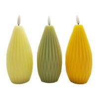 China 1CR2032 Battery Colorful Wax Lantern Candle Flat LED Light 6.8*6.8*14.9(17.9)Cm factory
