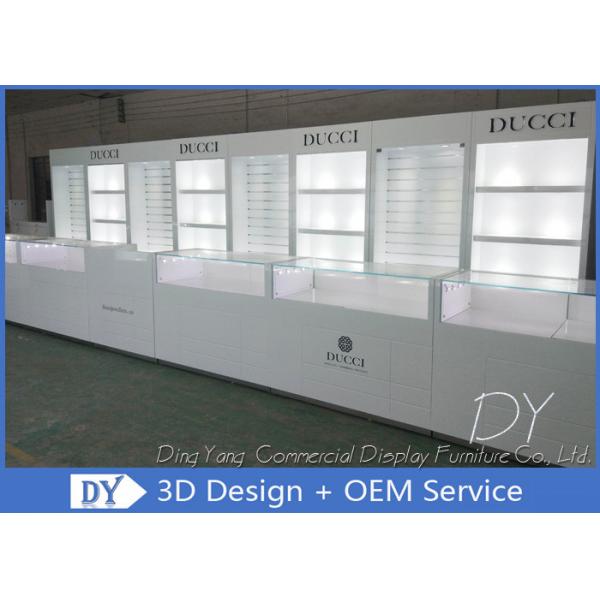 Quality Glossy White Jewelry Display Showcases Fully With Led Lights Locks Enclosed Large Stor for sale