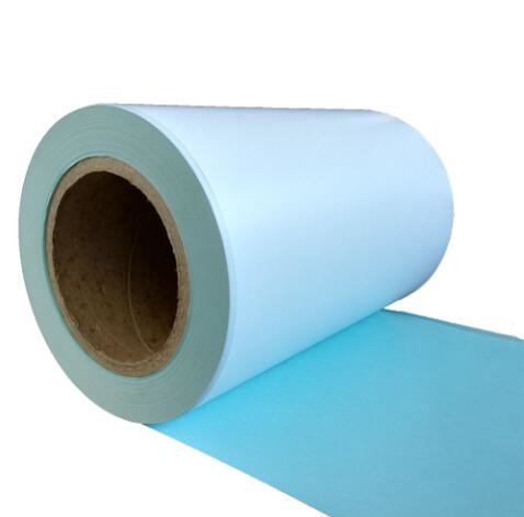 Quality HM2033L Model Thermal Paper Adhesive Label Material Eco Thermal Hotmelt Glue Blue Glassine Liner for sale