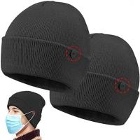 China Custom Button 58cm Knit Beanie Hats Easy To Wear Masks factory