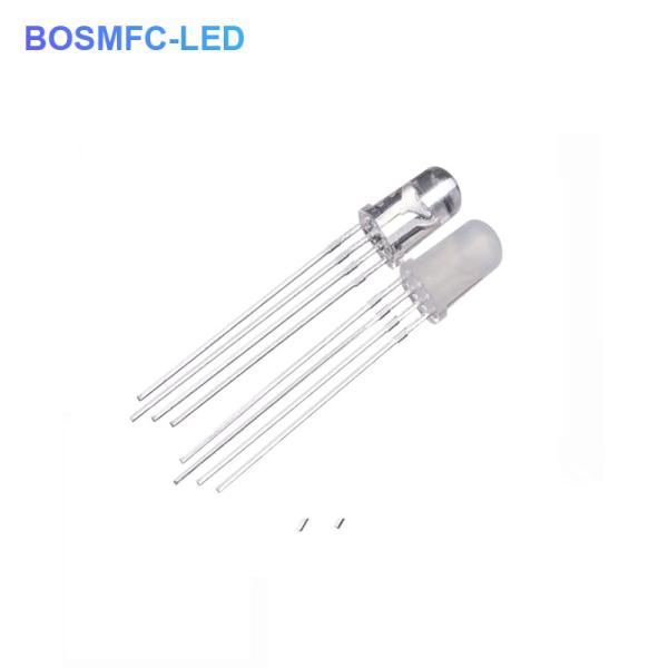 Quality 4 Pins RGB LED 5mm Through Hole 0.06W , Common Anode Water Clear Lens F5 Tri for sale