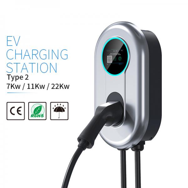 Quality Type 2 Wallbox Home EV Charging Pile For Electric Car 32A 7.36KW 1 Phase With LCD for sale