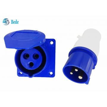 Quality 3 Pins Industrial Plug And Socket Kits Panel Mounted Type Waterproof IP44 220 for sale