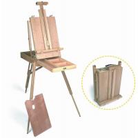 China Wooden Painting Easel Art Stand , French Sketch Box Easel With Palette Belt Aluminium Tray factory