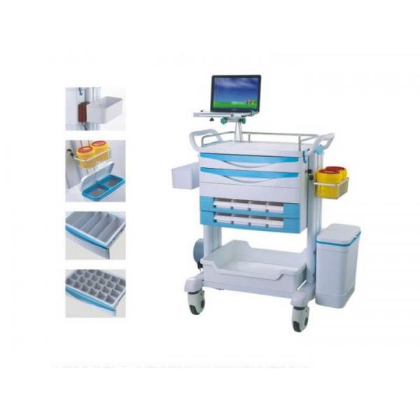 Quality Tablet Mobile Medical Trolley With Drawers Hospital Plastic Anesthesia Trolley With Storage Box for sale