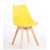 China Natural Solid Wood Legs PP Plastic Dining Room Chairs With Cushioned Pad factory