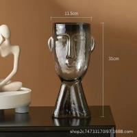 China H31cm Gray Modern Transparent Glass Vase - Decorative Home Office Flower Holder factory