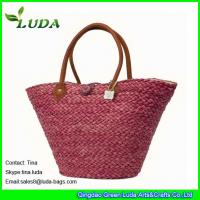 China LUDA discounted designer handbags red wine women straw beach handbags factory