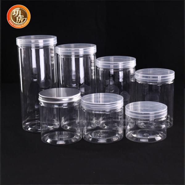 Quality Empty Clear Candy Cookie Jar 500ml Wide Mouth Food Plastic Jars With Screw Top Lids for sale