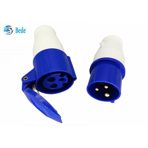 Quality Single Phase Industrial Plug And Socket P+N+E Blue Color 220-250V 16A Coupler Type for sale
