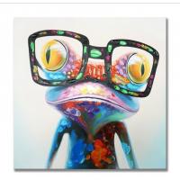 China Hand Painted Oil Painting Pop Frog with Glasses on Canvas Wall Art 3D Abstract Canvas for sale
