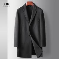 China Men's Long Woolen Trench Overcoat Winter Coat Wool Men Coat With Button Customized Logo factory