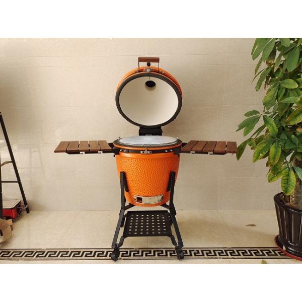 Quality 21.5 Inch SGS Charcoal Kamado Grill , Orange Ceramic Smoker Grill for sale
