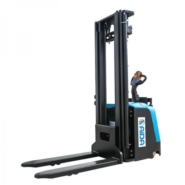 Quality Standing Pallet Stacker Forklift , Semi Electric Hydraulic Stacker 2.2kw Lift Motor warehouse stacking equipment for sale