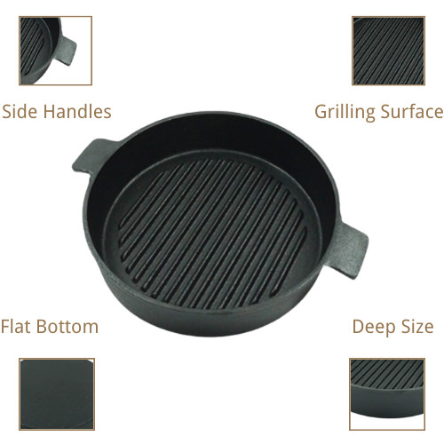Quality OEM ODM Cast Iron Frying Pan 24.5/26.5cm BSCI For Induction Stove Tops for sale