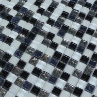 China 300x300mm mosaic glass tile sheets,glass mosaic bathroom tiles,black &grey & blue color mixed factory