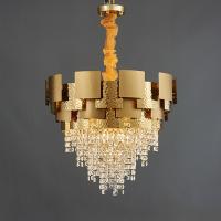 Quality Titanium Gold Glass Chandelier Crystals Luxury Pendant Lights 6m2 To 25m2 for sale