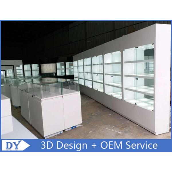 Quality Fashion Store Jewelry Display Cases With Tempered Glass Shinning White for sale
