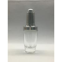 Quality Luxury Clear Glass Dropper Bottle 30ml Silver Dropper For Serum Essential Oil for sale