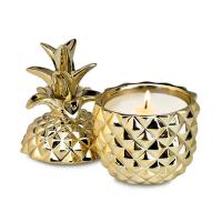 Quality Customized Ceramic Candle Jar Containers Gold Pineapple Shape With Lid for sale