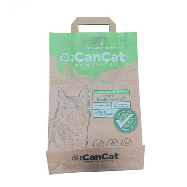 Quality Biodegradable Kraft Paper Bags For Cat Litter Packaging Custom Print for sale
