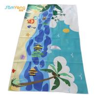 China Custom Printed Sand Repellent Beach Towel Palm Tree For Surfing factory