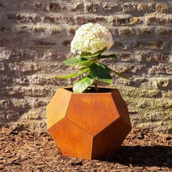 Quality Large Hexagonal Garden Pots Container Corten Metal Flower Planters For Patios for sale