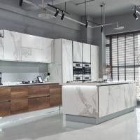 China Quartz Stone Kitchen Cabinets Light Luxury Home Assembled Kitchen Cabinet factory