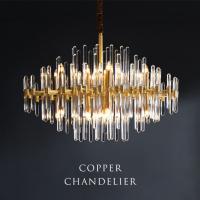 China Hanging Glass  Copper Crystal Pendant Light Ra80 110lm factory
