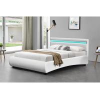 Quality OEM White Pu Leather Bed Frame With LED Light Curve Shape for sale