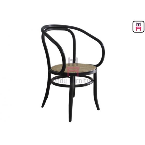 Quality Natural Rattan Dining Chairs Black Benchwood Armrest Cane Dining Chair for sale