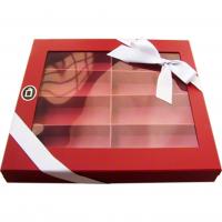 China Red Rigid Apparel Boxes 2 Piece Apparel Boxes Pvc Window And Ribbion factory