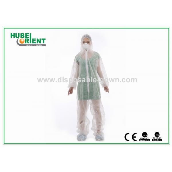 Quality Acid Resistant White Disposable Coveralls Work Protective Clothing With Hood For Prevent Pollution for sale