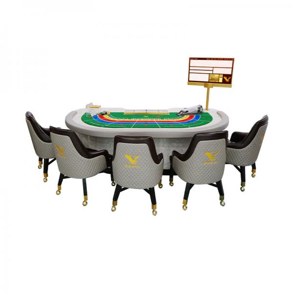 Quality Luxurious Casino Poker Table Solid Marble Baccarat Table With Chips Tray for sale