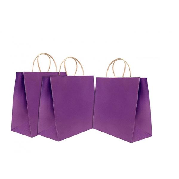 Quality 12 * 16 * 6 Inches Custom Kraft Paper Bags , Purple Paper Bags With Handles for sale