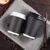 China Fashion And High-end Appearance Black 22oz 630ml Paper Ripple Cups For Coffee Shop factory