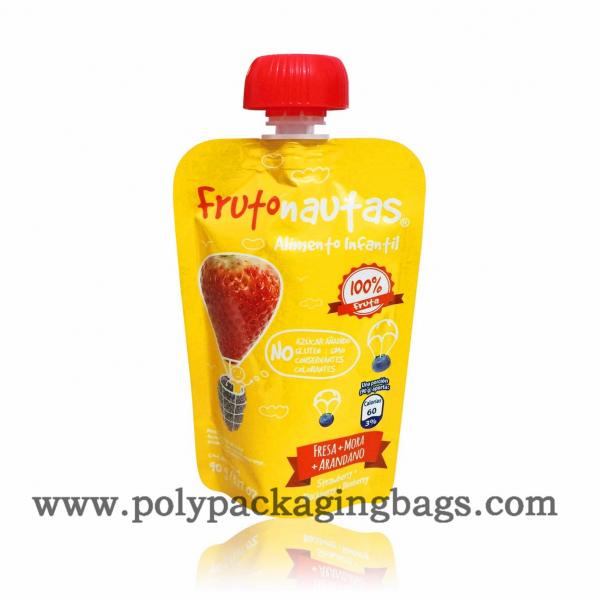 Quality Gravure Printing 0.18mm Fruit Juice Pouch With Suction Nozzle for sale