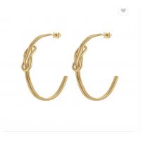 China Oem Gold Hoop Earrings For Women Girls Gold Plated Knot Statement Lightweight Thick Trendy Small Open factory