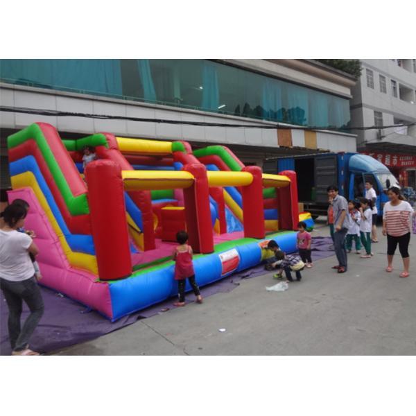 Quality Double Lane Commercial Inflatable Slide Obstacle And Playground Inside for sale
