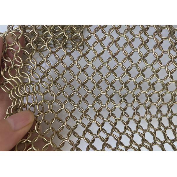 Quality Gold Color Metal Stainless Steel Ring Mesh Fabric Chainmail Curtain 304ss for sale