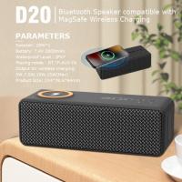 China Bluetooth Wireless Charger Speaker D20 20W TWS Stereo Sound 7.4V 2000mAh for sale
