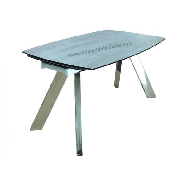 Quality 2.1 Meter Stainless HPL Dining Table , Modern Horsebelly Extension Dining Table for sale