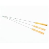 China Stainless Steel Camping Cooking Set Reusable Grilling Kebab Fork Wooden Handle factory