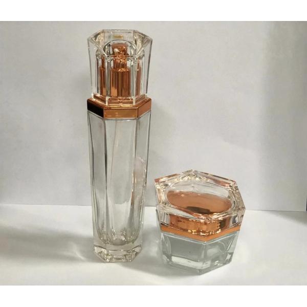 Quality Luxury Transparent Cream Bottles Skincare Packaging / Glass Cosmetic Bottle Six for sale