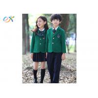 China Polyester Fabric Children School Uniform Green Jackets Skirts And Pants factory