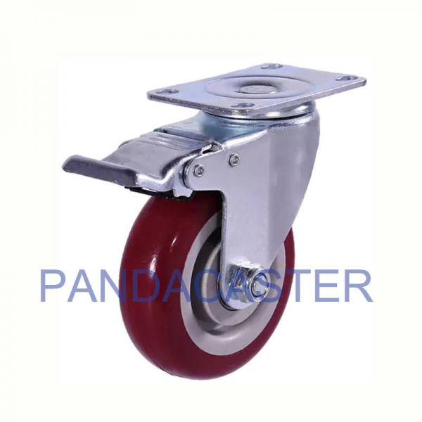 Quality Polyproylene Medium Duty Casters 100Kg Red Double Locking Casters for sale