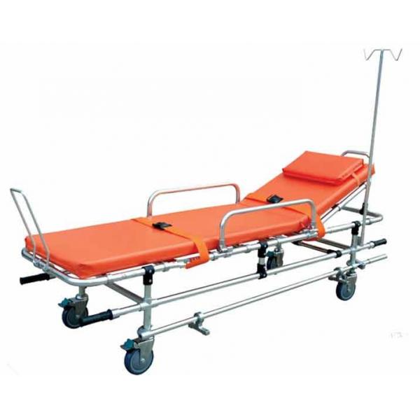 Quality 159Kg 55cm Foldable Stainless Steel Stretcher Trolley With Wheels Transfer Patient for sale